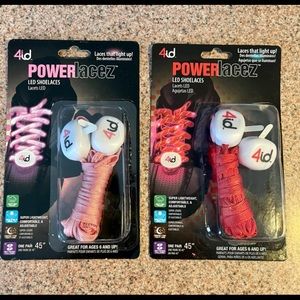 NEW 4id Powerlacez 2 PAIR- Red and Pink Light Up Laces